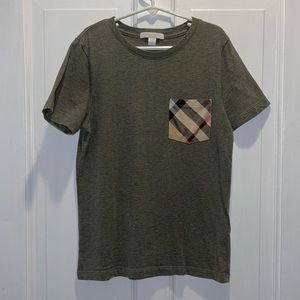 Authentic Burberry Boys Crewneck T-shirt with plaid pocket